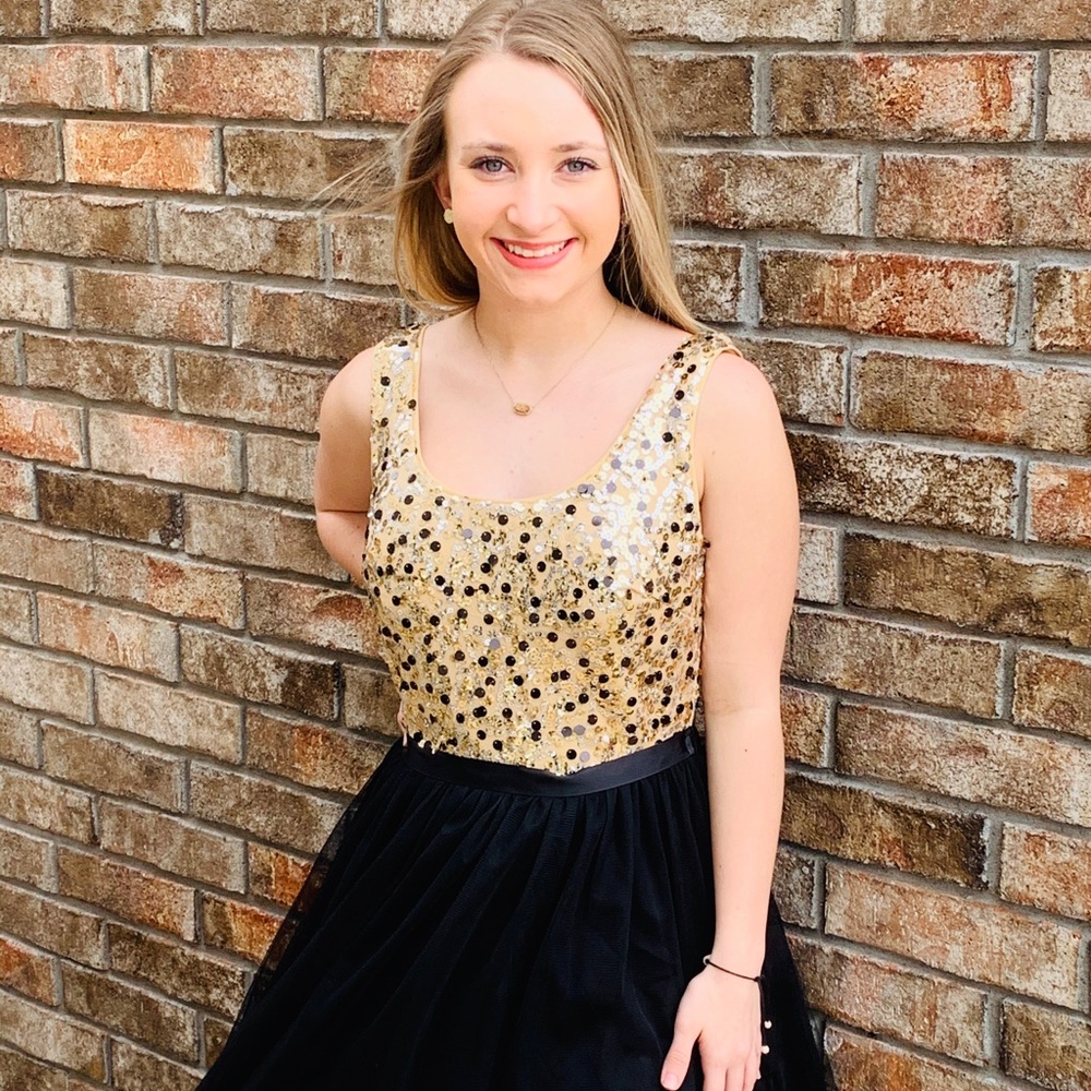 NWT Jodi Kristopher Sequin Midi Party Dress Gold 9